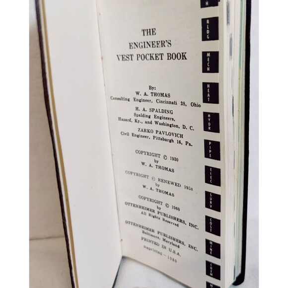 The Engineer's Vest Pocket Book 1980 Thomas, Spalding and Pavlovich - Picture 2 of 14